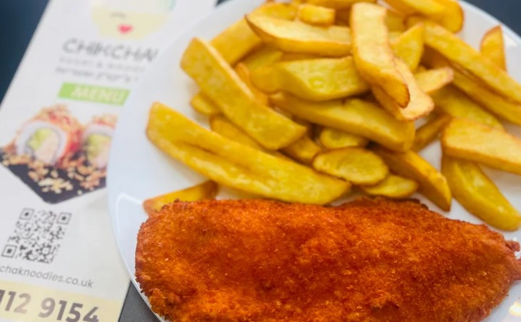 Chicken katsu and chips